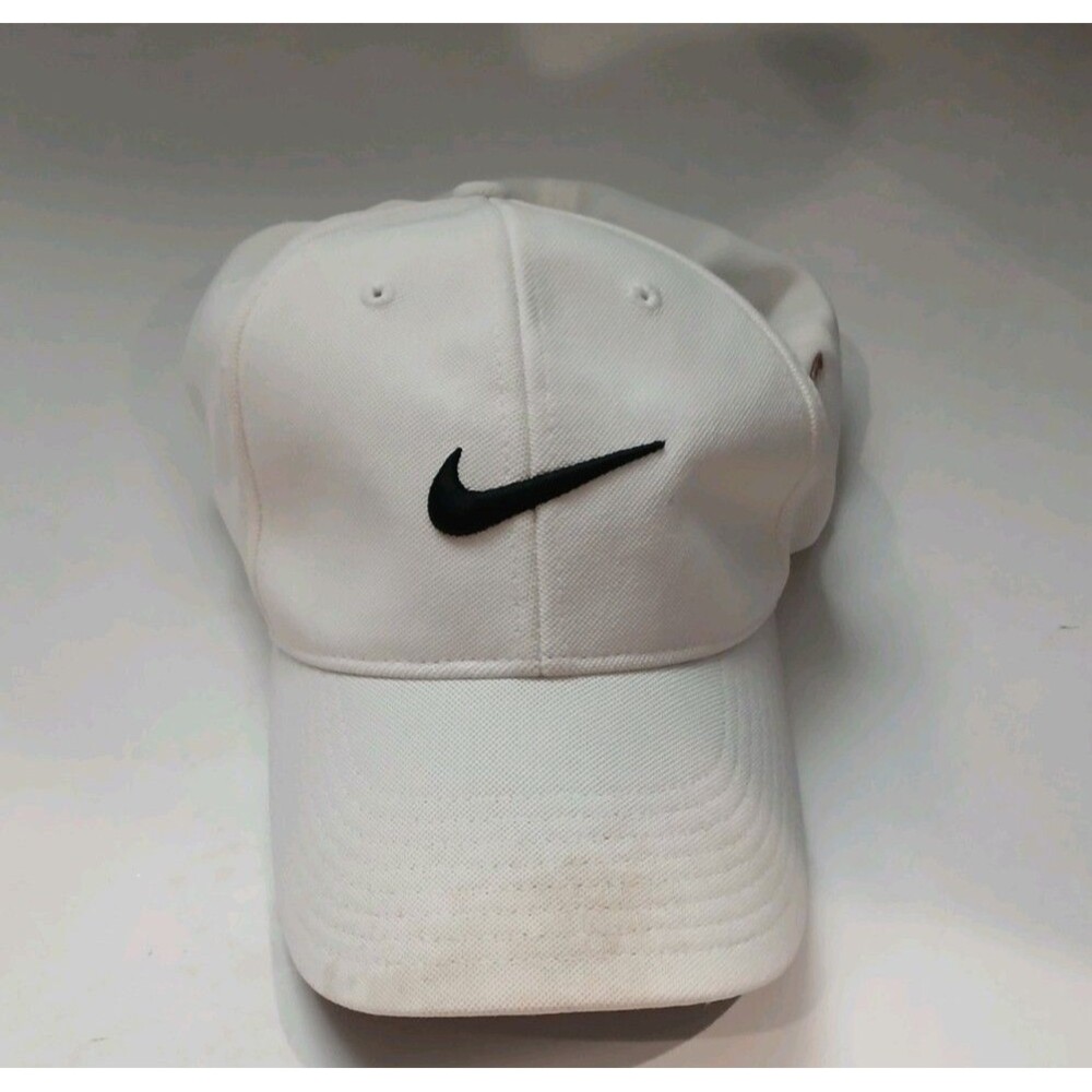 Nike White Hat Black Swoosh Adjustable Strapback Cap Unise Xl